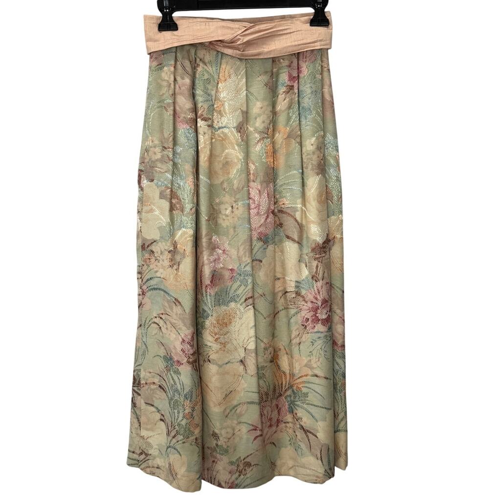 Vintage Cloak of Many Colors Tapestry Maxi Skirt Size 8 Jacquard Floral Pastel